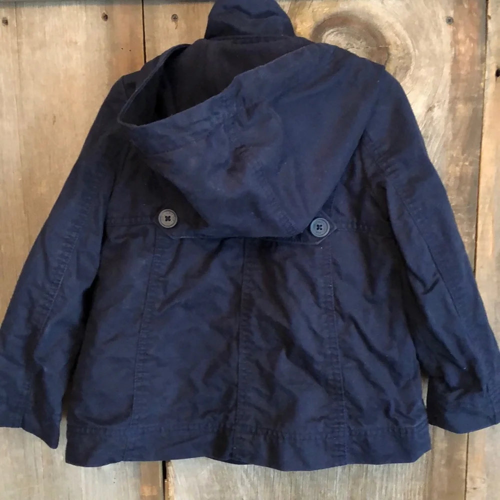GapKids Cotton Hooded Pea Coat in Navy Blue Size XS 4-5 Girls